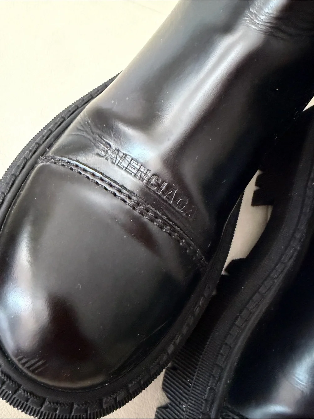 Balenciaga Black Leather Platform Chelsea Ankle Boots